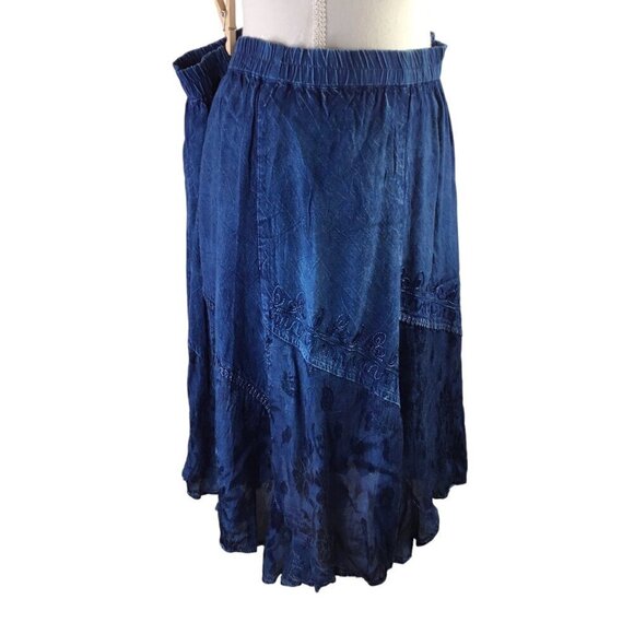 Studio West Apparel NWT Skirt Blue Elastic Tiered Sz 16 Pull On Dance Boho Denim - Picture 3 of 9